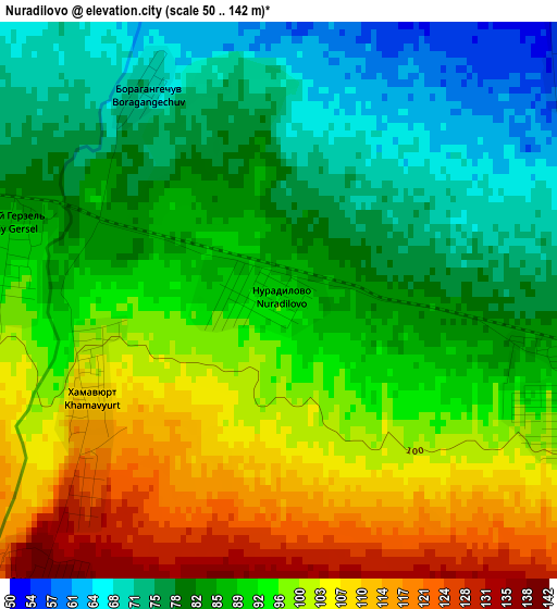 Nuradilovo elevation map