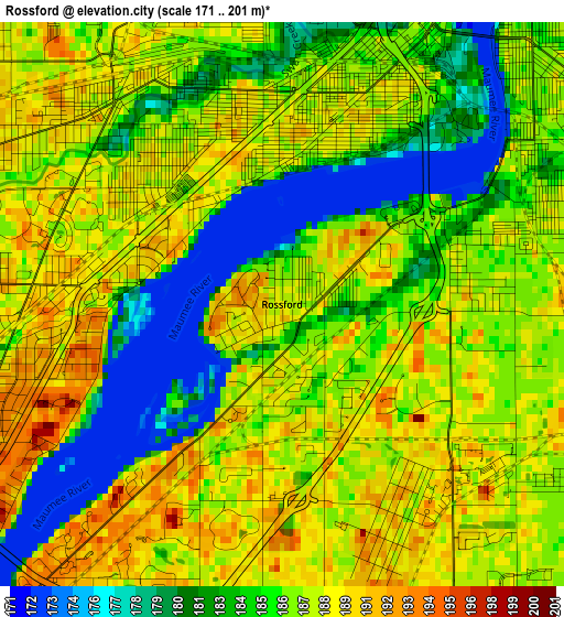 Rossford elevation map