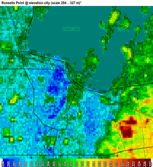 Russells Point elevation map