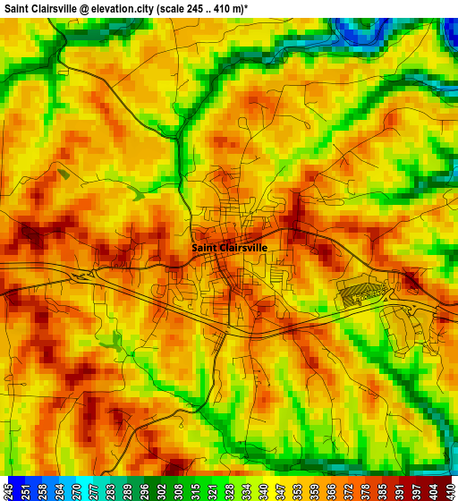 Saint Clairsville elevation map