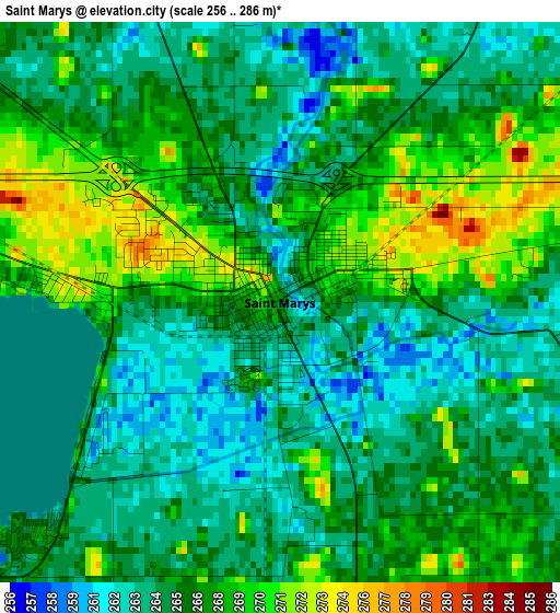 Saint Marys elevation map