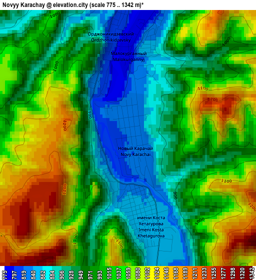 Novyy Karachay elevation map