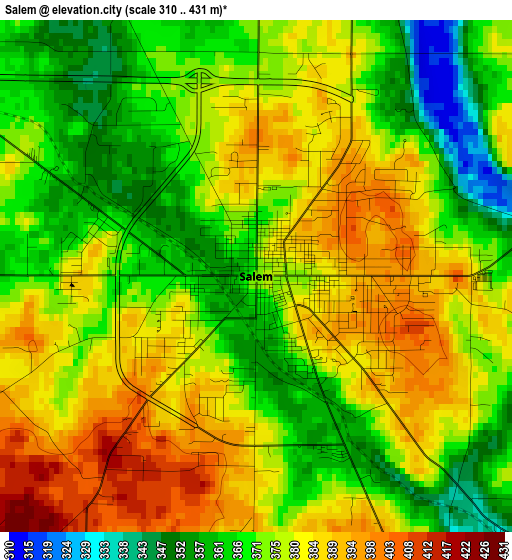 Salem elevation map