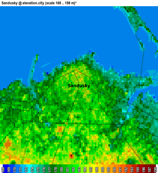 Sandusky elevation map