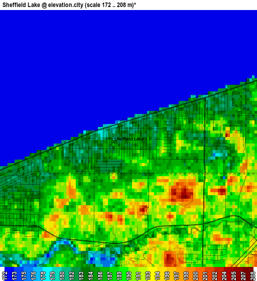 Sheffield Lake elevation map