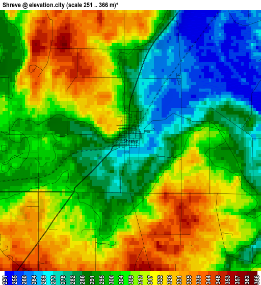 Shreve elevation map