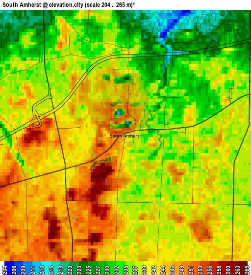 South Amherst elevation map