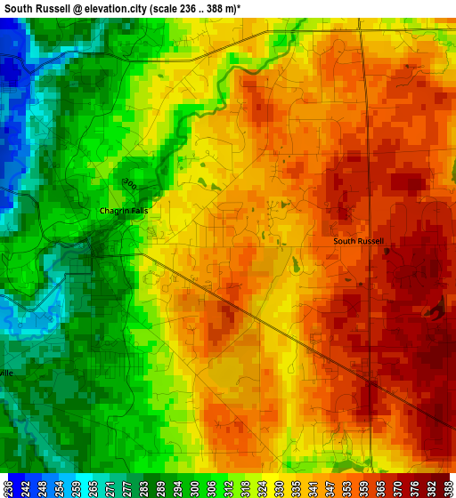 South Russell elevation map