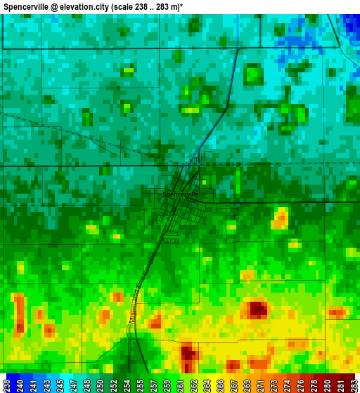 Spencerville elevation map