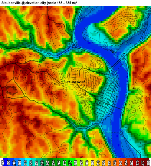 Steubenville elevation map