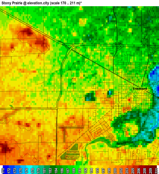 Stony Prairie elevation map