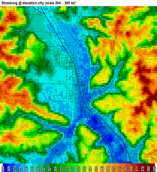 Strasburg elevation map