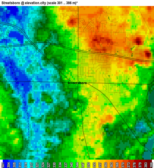 Streetsboro elevation map