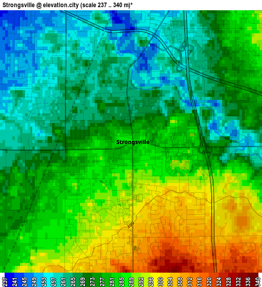 Strongsville elevation map