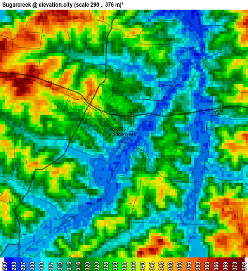 Sugarcreek elevation map