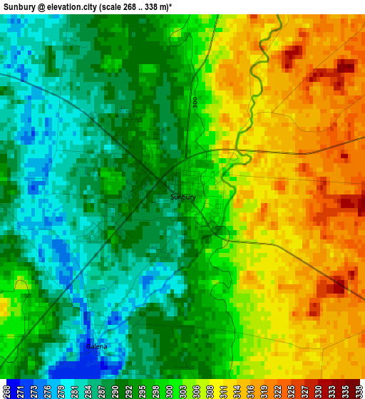 Sunbury elevation map