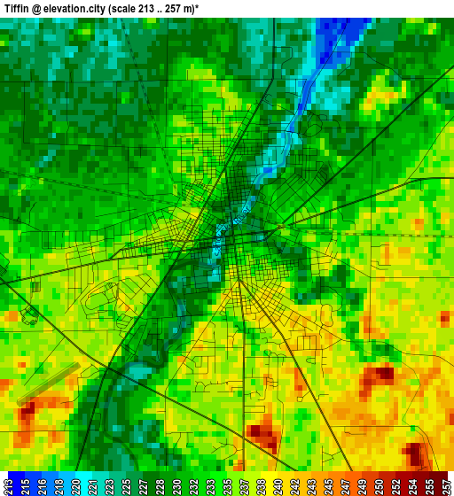 Tiffin elevation map