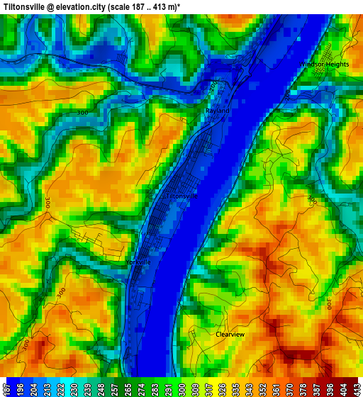 Tiltonsville elevation map