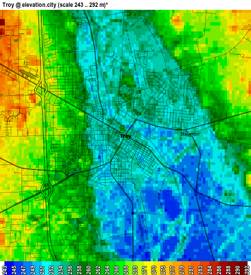 Troy elevation map