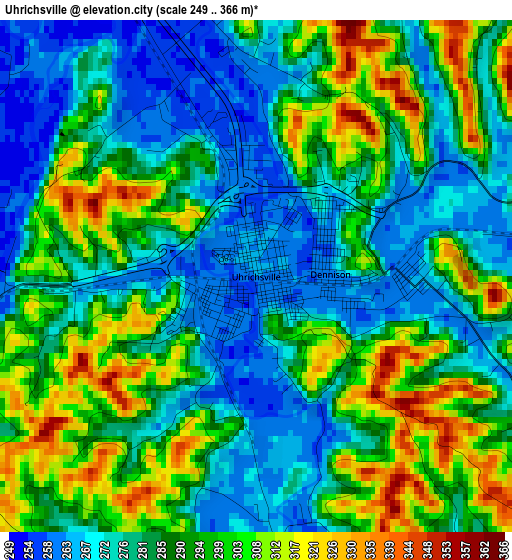 Uhrichsville elevation map