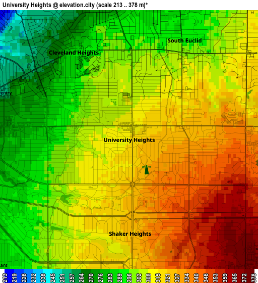 University Heights elevation map