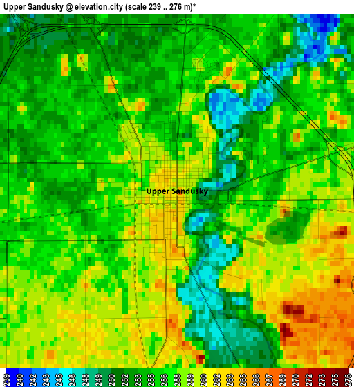 Upper Sandusky elevation map