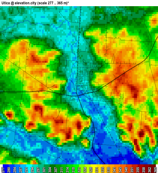 Utica elevation map