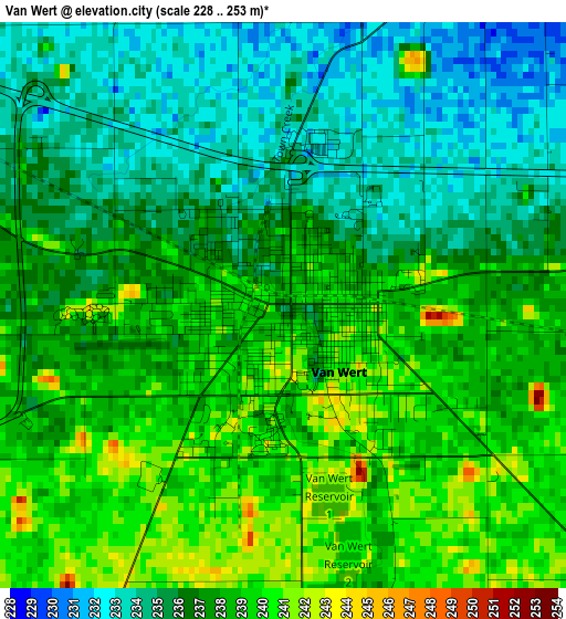 Van Wert elevation map