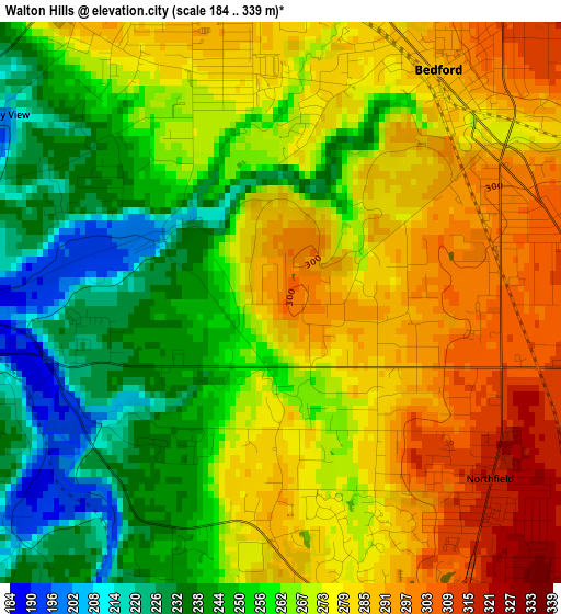 Walton Hills elevation map