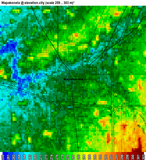 Wapakoneta elevation map