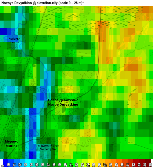 Novoye Devyatkino elevation map