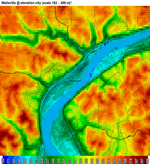 Wellsville elevation map