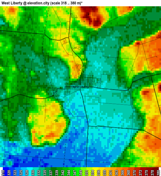 West Liberty elevation map