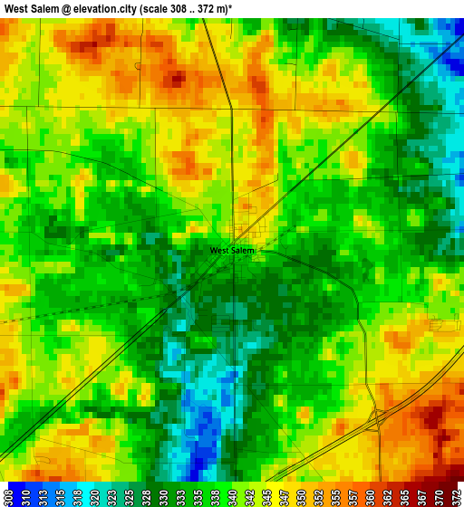 West Salem elevation map