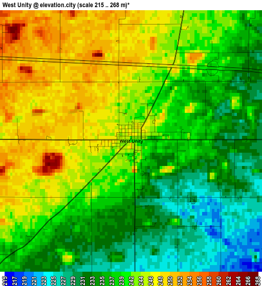 West Unity elevation map