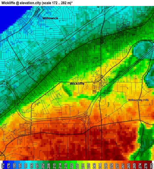 Wickliffe elevation map