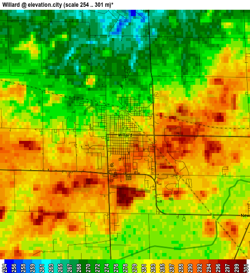 Willard elevation map