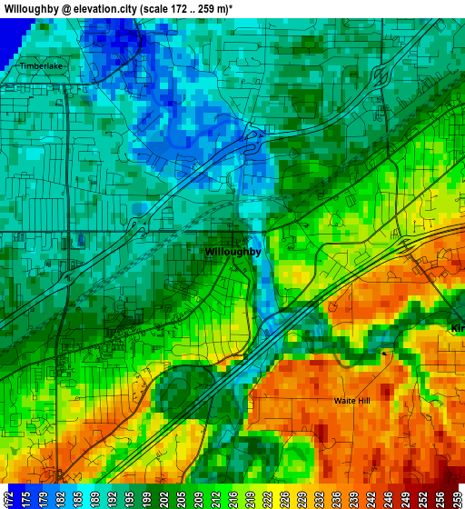 Willoughby elevation map