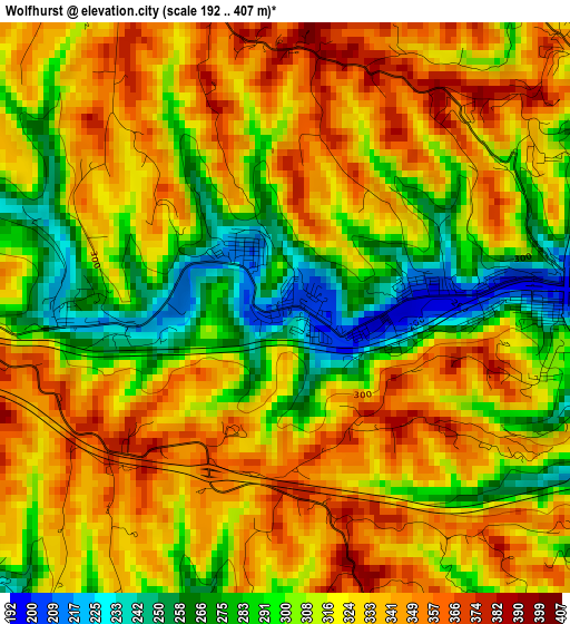 Wolfhurst elevation map