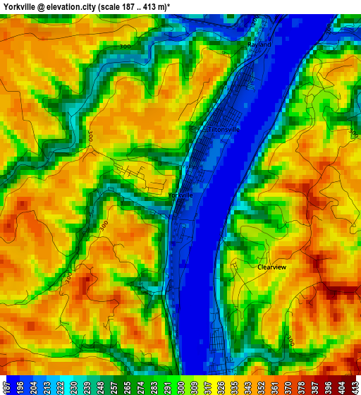 Yorkville elevation map