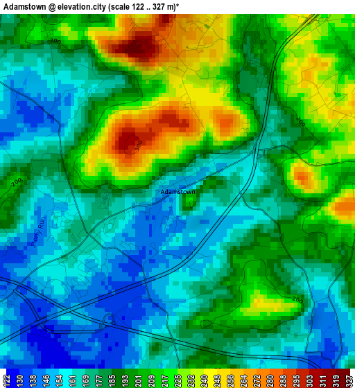 Adamstown elevation map