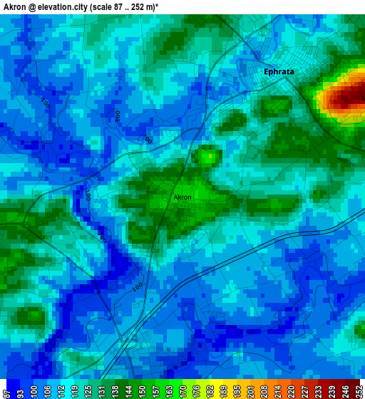 Akron elevation map