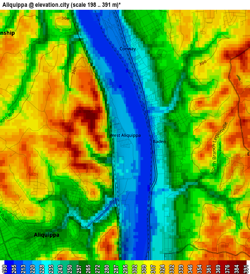 Aliquippa elevation map