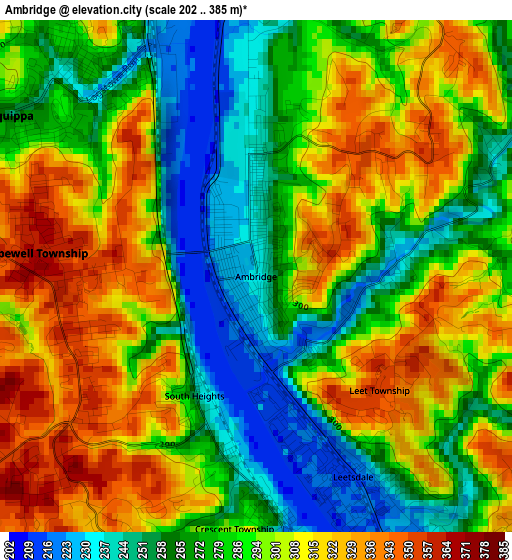 Ambridge elevation map