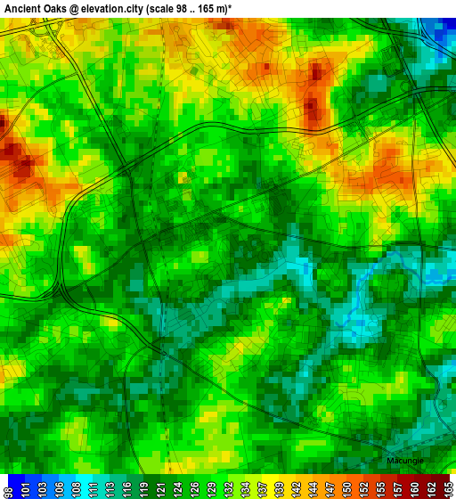 Ancient Oaks elevation map