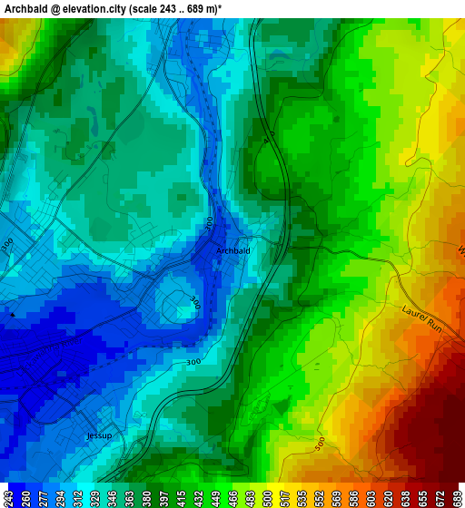 Archbald elevation map