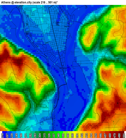 Athens elevation map