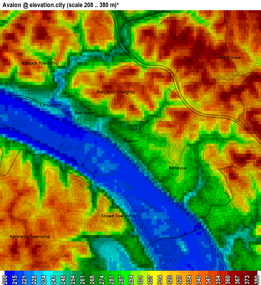 Avalon elevation map