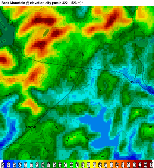 Back Mountain elevation map