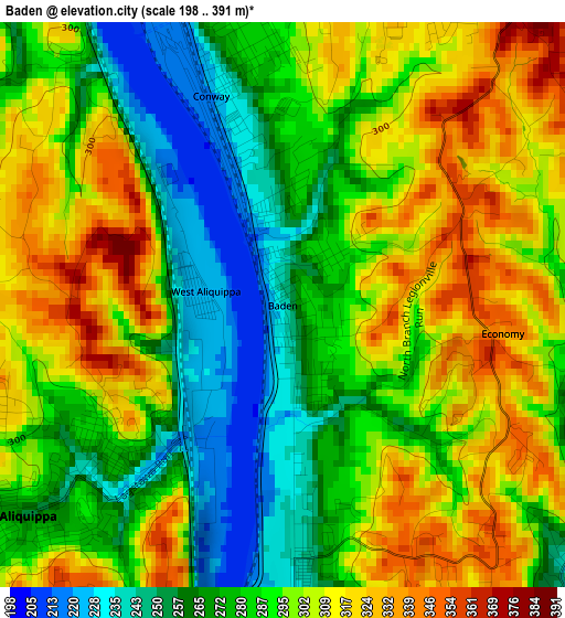 Baden elevation map